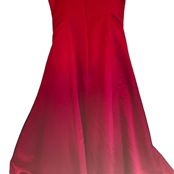 Davids Bridal Spaghetti Strap A Line Gown Red Satin Embroidery & Sequins Size 8 - Picture 7 of 10